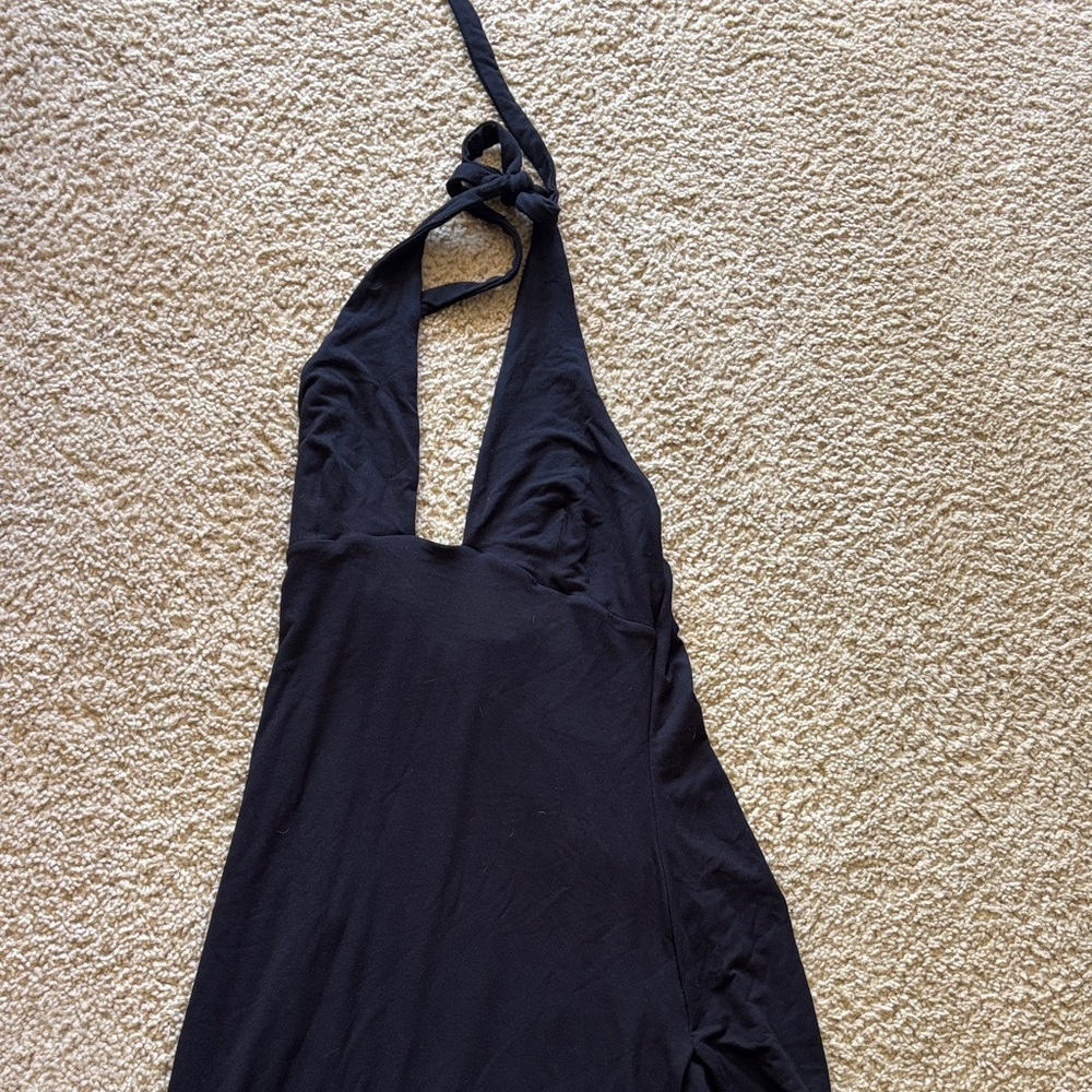 Oh Polly Charcoal Black Bodycon Slit Dress